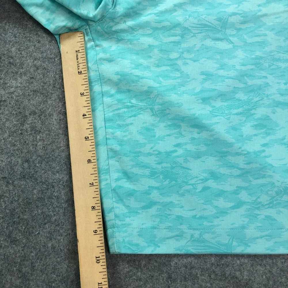 Peter Millar Mens Golf Shorts 36x10 Teal Green-Blue Fish Shark Camo Performance